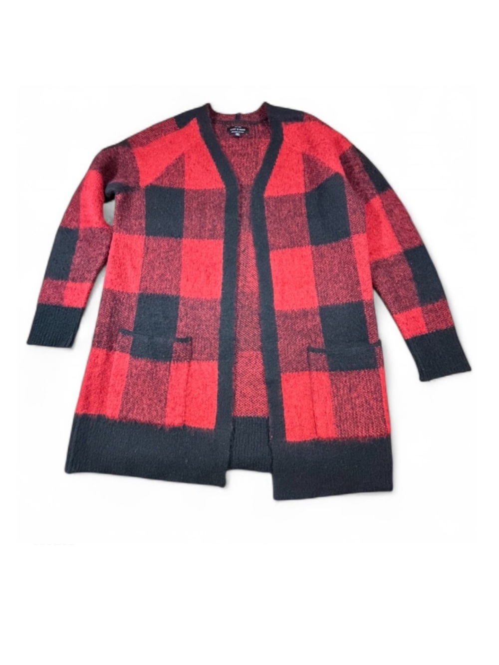 Lucky Brand buffalo plaid cardigan — Size small — cozy wool blend knit